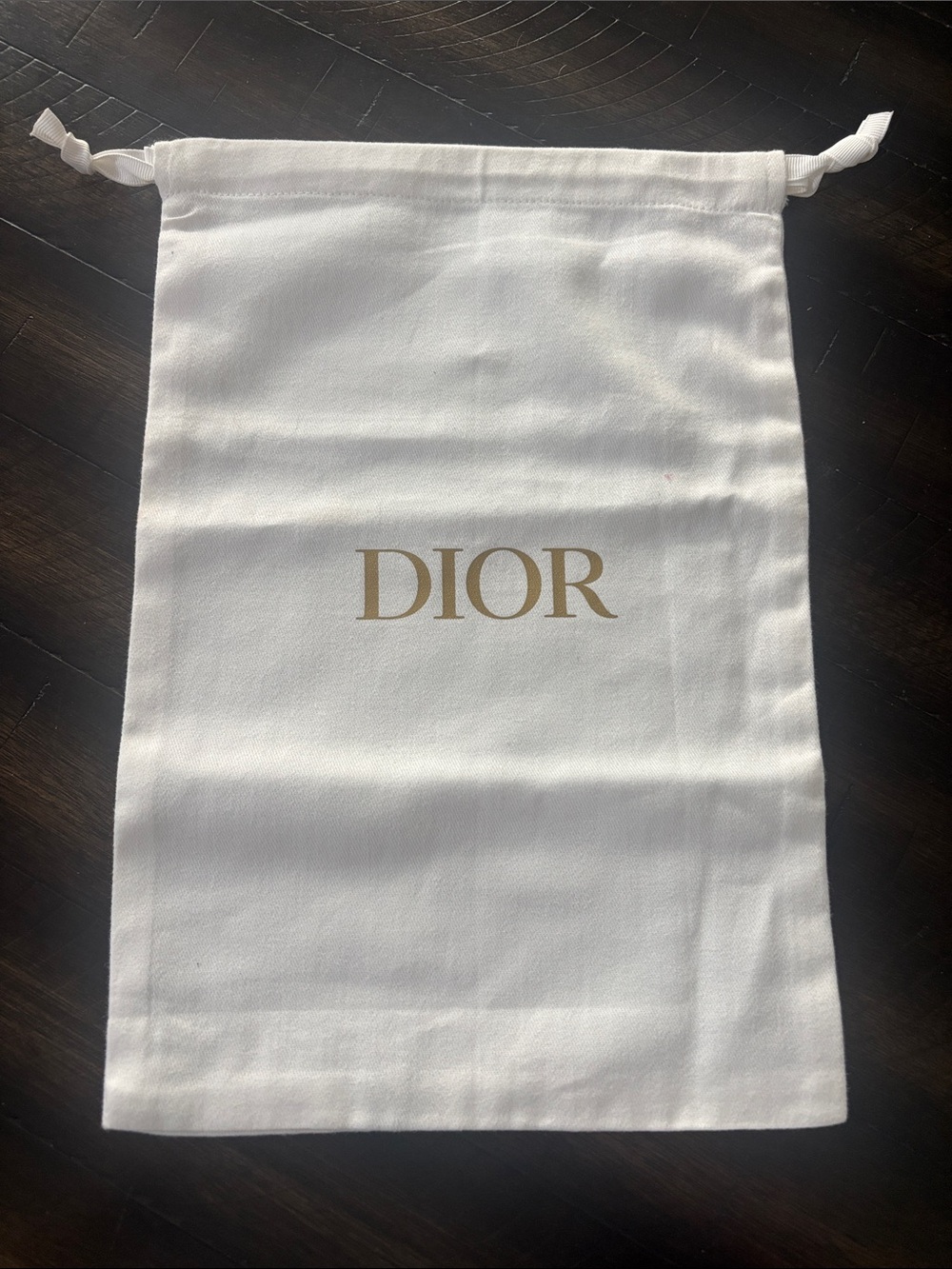 Dior White Dust Bag with Gold Logo